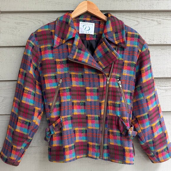 Vintage Doncaster Sport Plaid Wool Blend Jacket Size 6 Made in USA - Picture 1 of 10